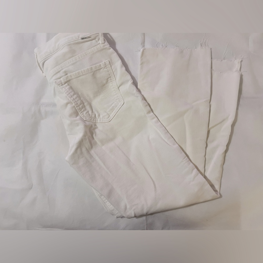 Mother jeans corduroy straight leg size 26 white the insider crop step fray - Picture 5 of 12
